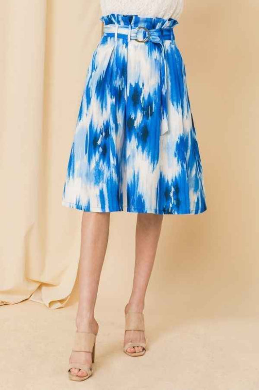 Sale - Self-buckle Belt Printed Skirt – On Sale Now