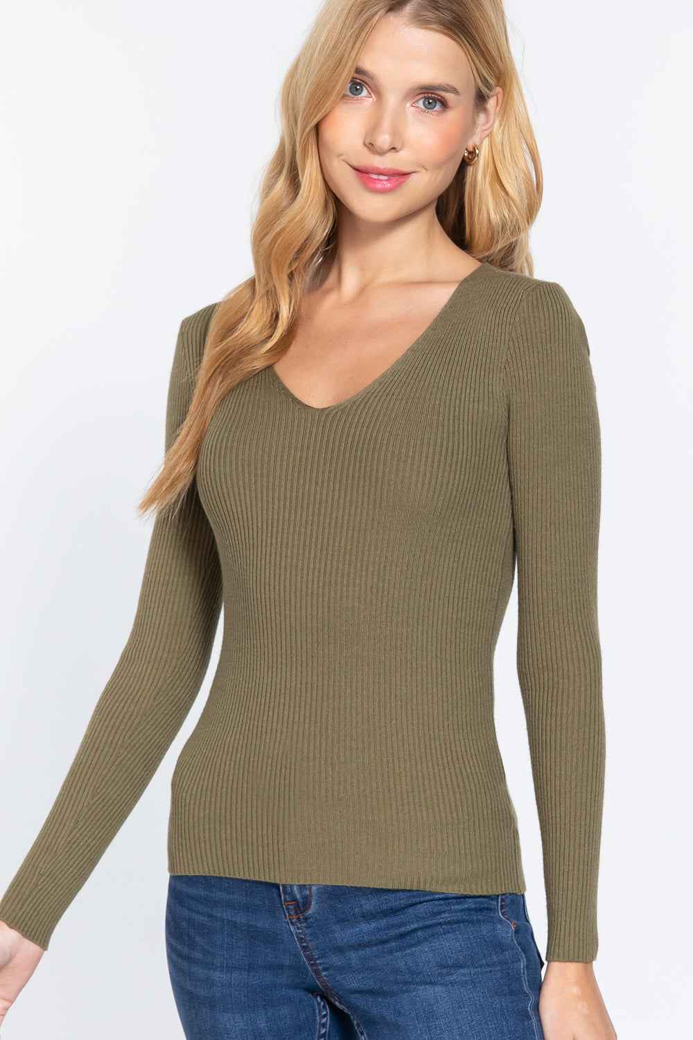Sale - V-neck Viscose Rib Sweater – On Sale Now
