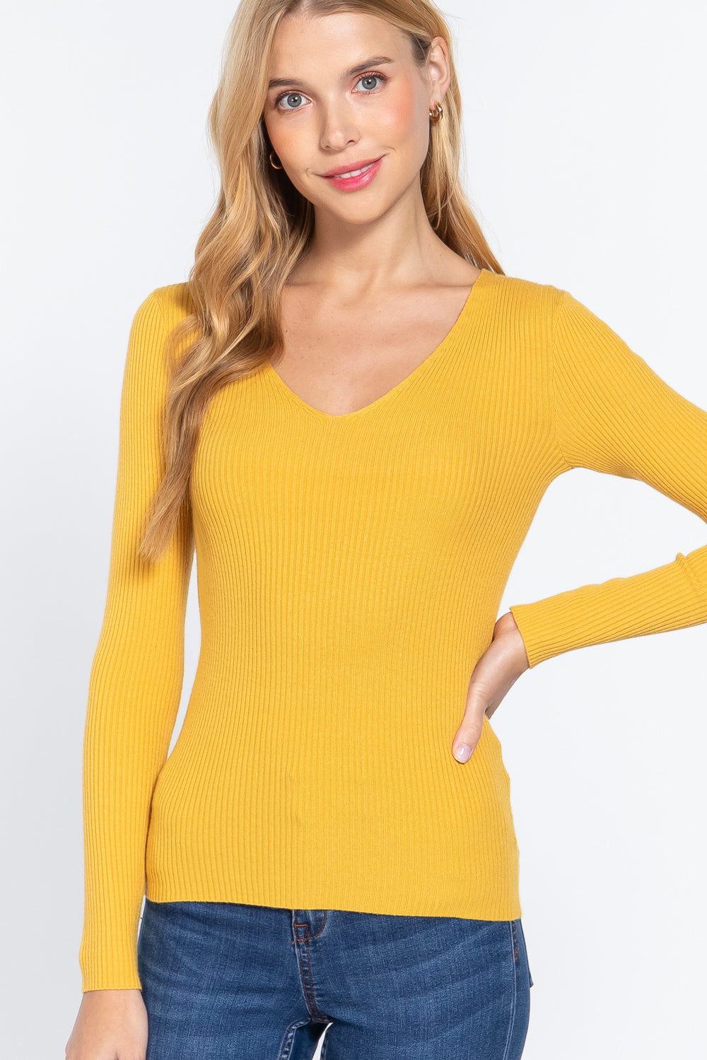 Sale - V-neck Viscose Rib Sweater – On Sale Now