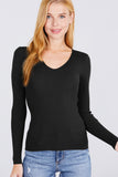 V-neck Viscose Rib Sweater