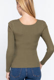 Long Slv V-neck Knotted Sweater