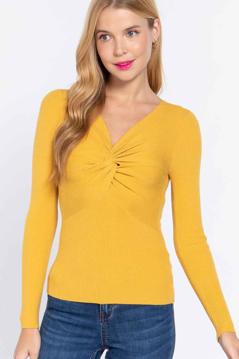 Sale - Long Slv V-neck Knotted Sweater – On Sale Now