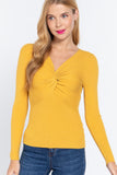 Long Slv V-neck Knotted Sweater