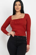 Shirred Square Neck Top-Product Type | Naughty Smile Fashion