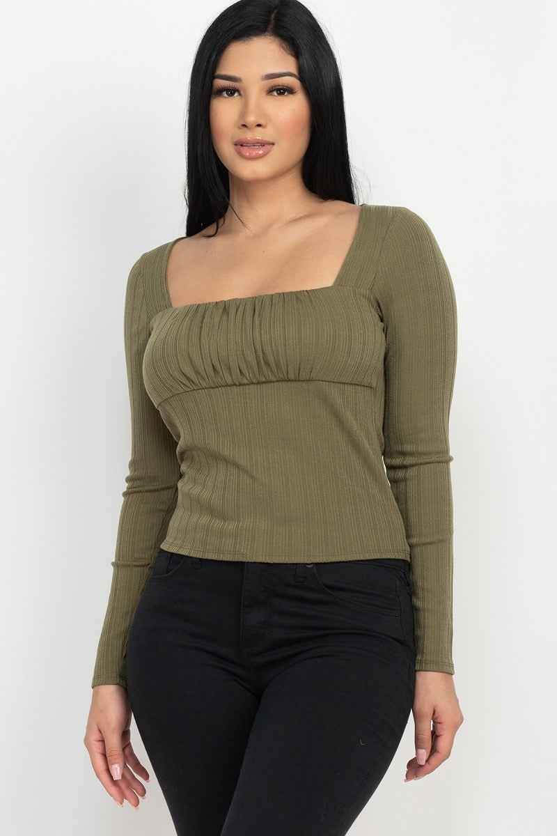 Sale - Shirred Square Neck Top – On Sale Now