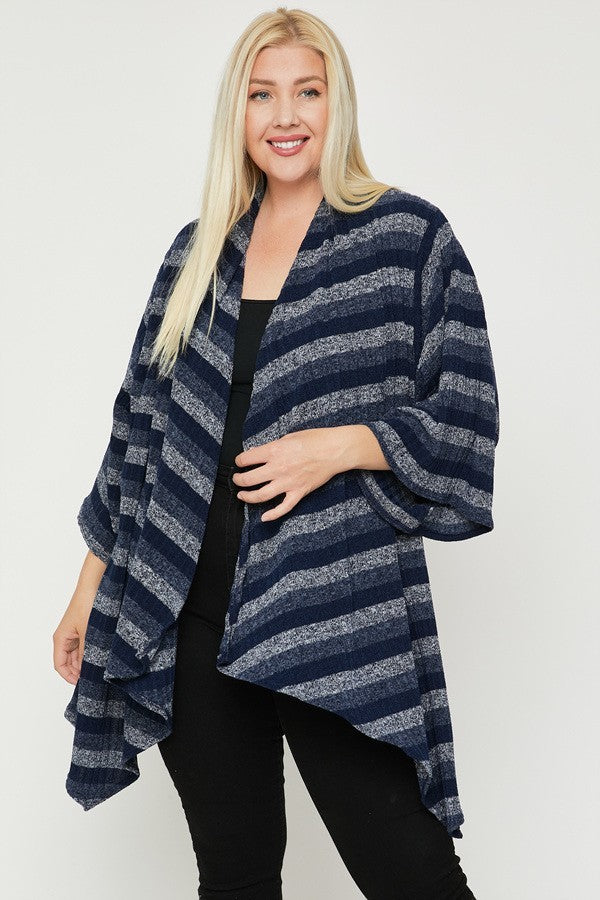 Plus Size Kimono Style Striped Cardigan – Stylish & Comfortable – men’s fashion, stylish and versatile