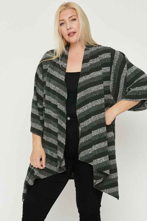Plus Size Kimono Style Striped Cardigan – Stylish & Comfortable – men’s fashion, stylish and versatile