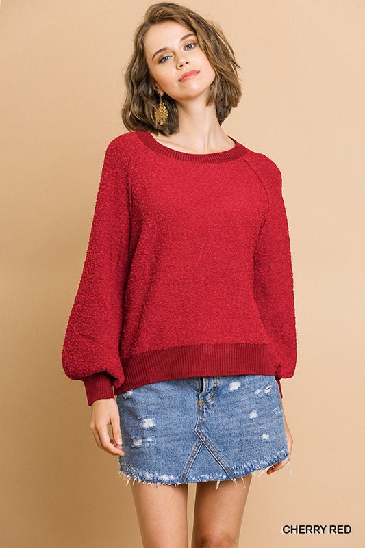 Sale - Puff Sleeve Boat Neck Sweater – On Sale Now