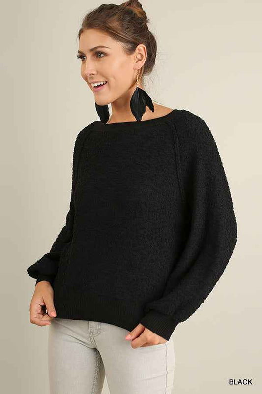 Sale - Puff Sleeve Boat Neck Sweater – On Sale Now