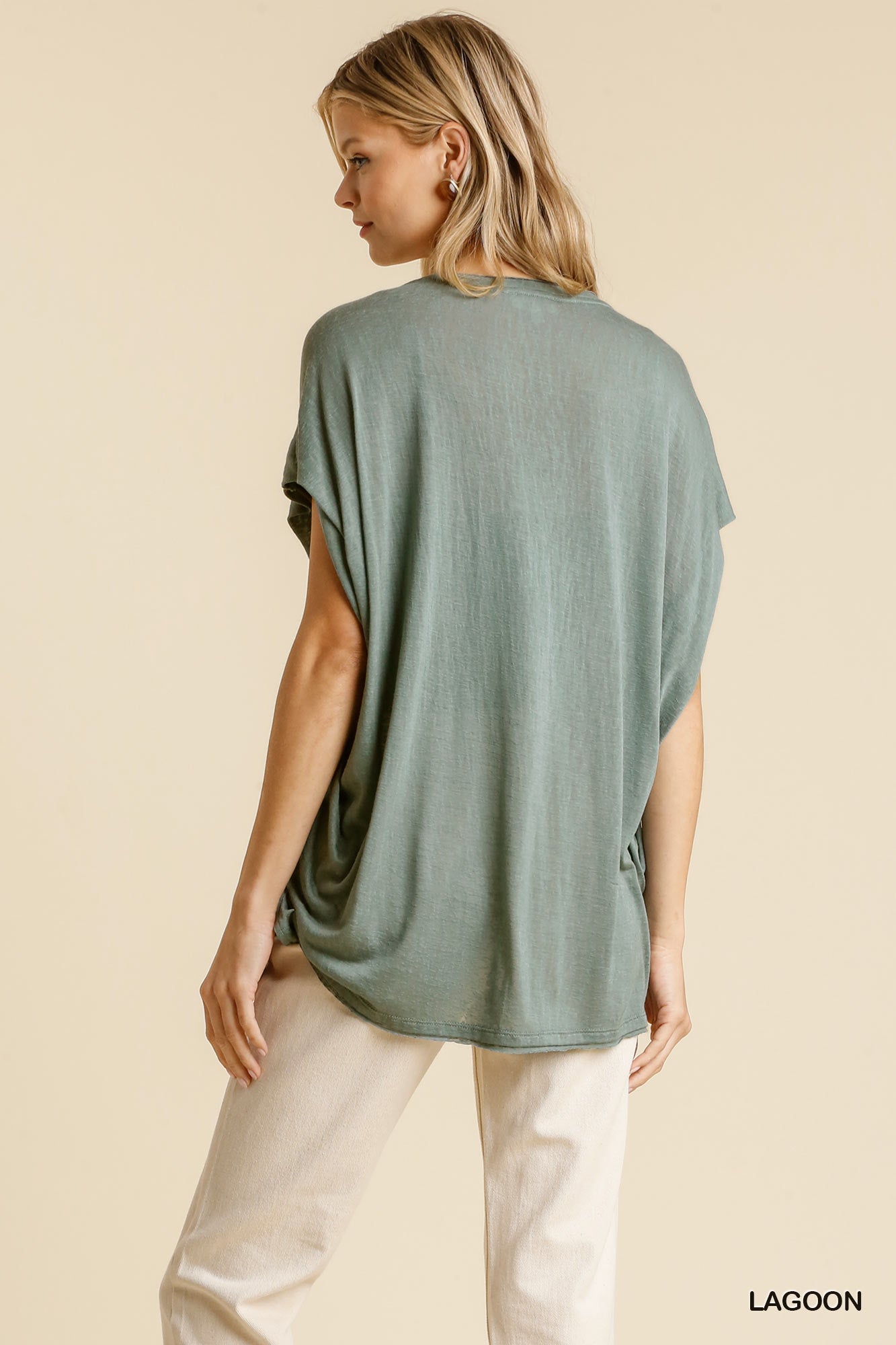 Short Sheer Dolman Sleeve Scoop Neck Top With Side Slit-Product Type | Naughty Smile Fashion