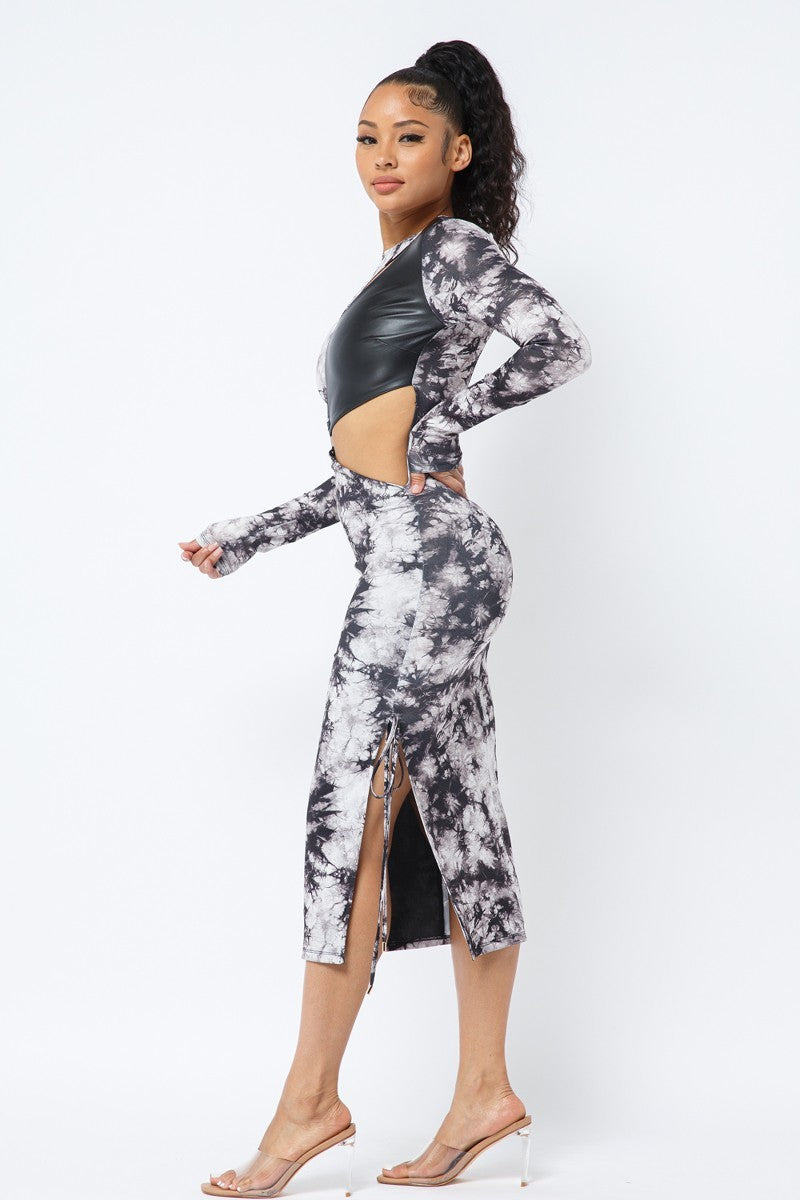 Tie Dye Long Sleeve Midi Dress-Product Type | Naughty Smile Fashion