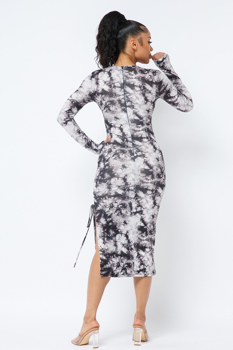 Tie Dye Long Sleeve Midi Dress-Product Type | Naughty Smile Fashion