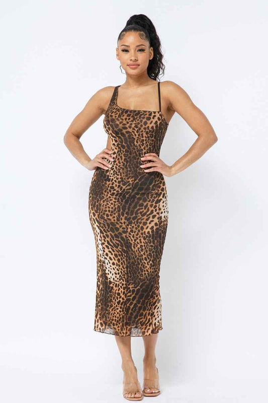 Sale - Animal Print Midi Dress With Strap – On Sale Now