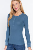 Long Slv Henley Thermal Top