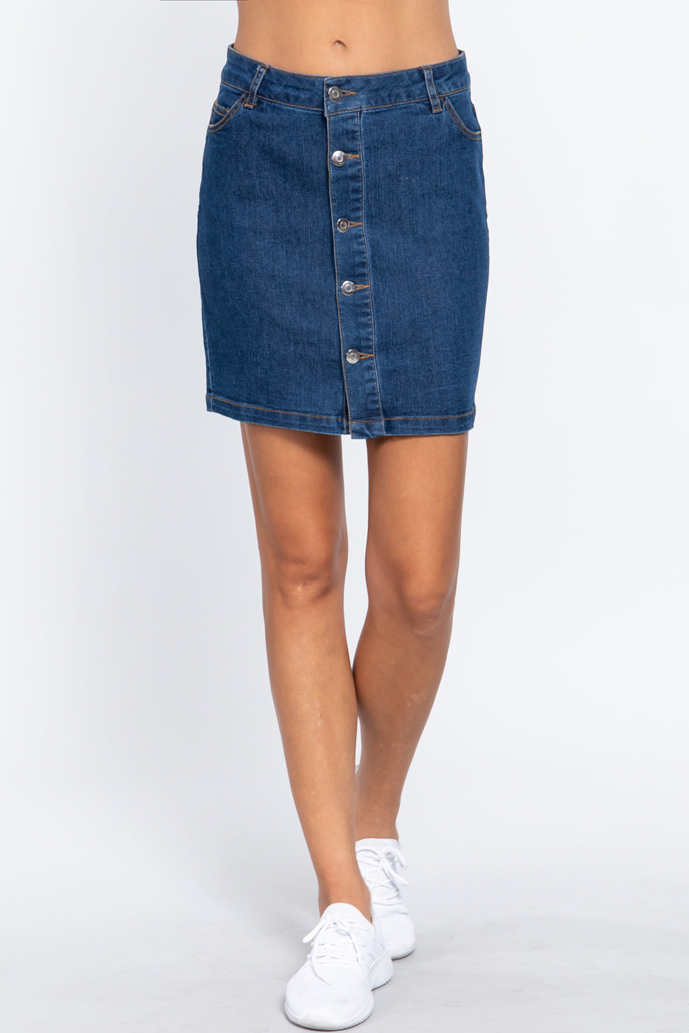 Sale - Buttoned Stretch Denim Mini Skirt – On Sale Now