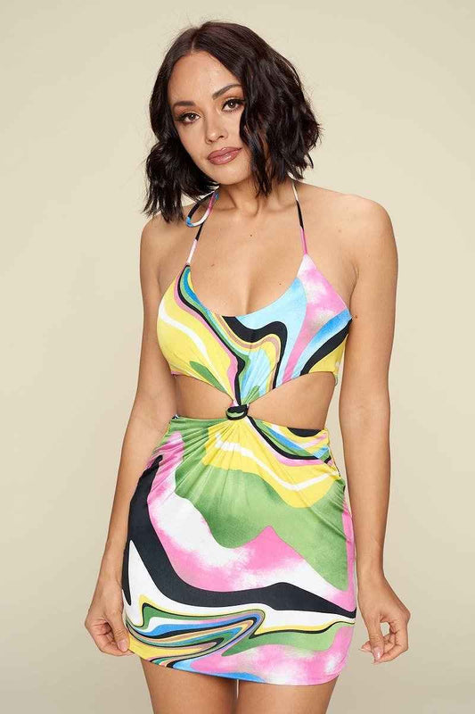 Sale - Multi Color Dress With Front Cut Out – On Sale Now