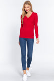 Long Slv V-neck Placket Thermal Top