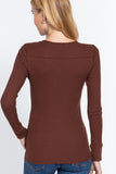 Long Slv V-neck Placket Thermal Top