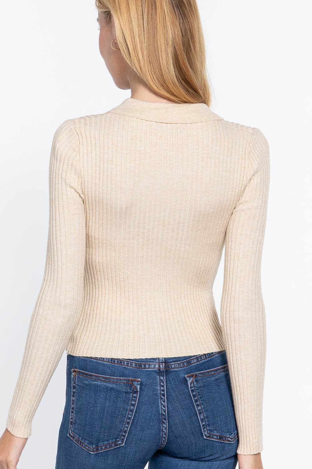 Notched Collar Zippered Sweater-Product Type | Naughty Smile Fashion