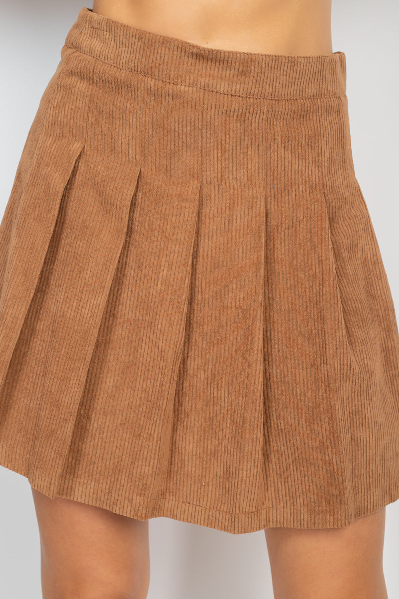 A-line Corduroy Pleated Mini Skirt-Product Type | Naughty Smile Fashion