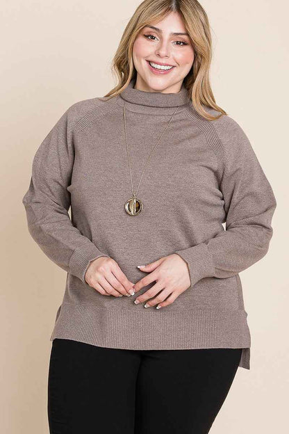 Plus Size High Quality Buttery Soft Solid Knit Turtleneck Two Tone High Low Hem Sweater – Stylish & Comfortable – men’s fashion, stylish and versatile