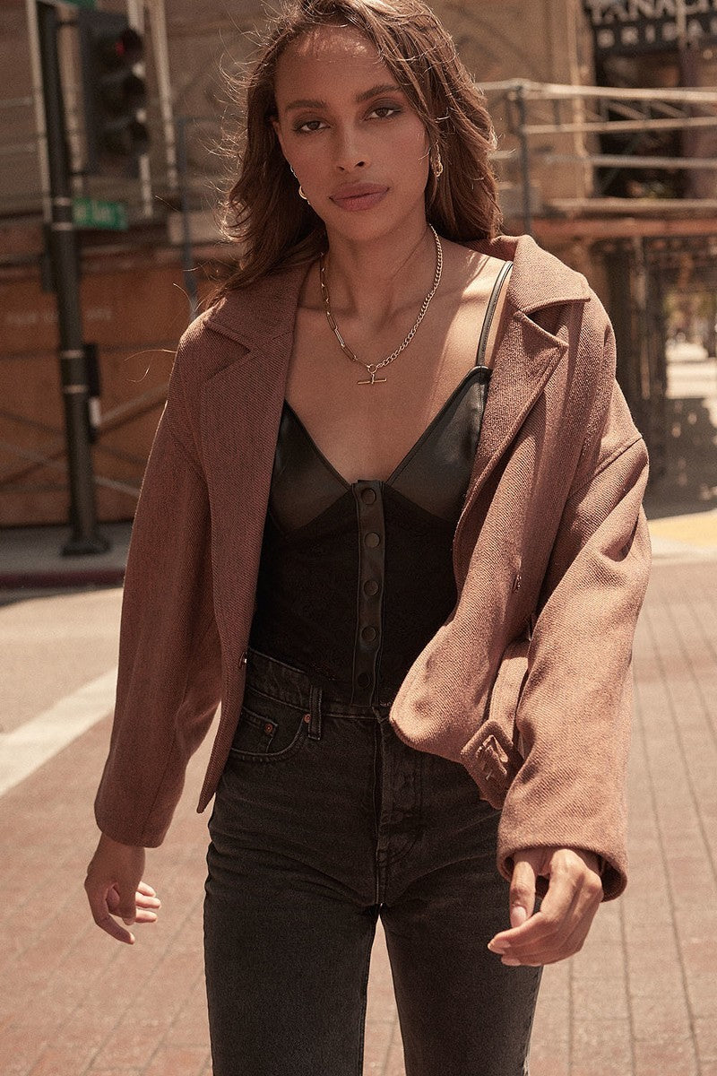 A Faux Leather And Lace Camisole Top-Product Type | Naughty Smile Fashion