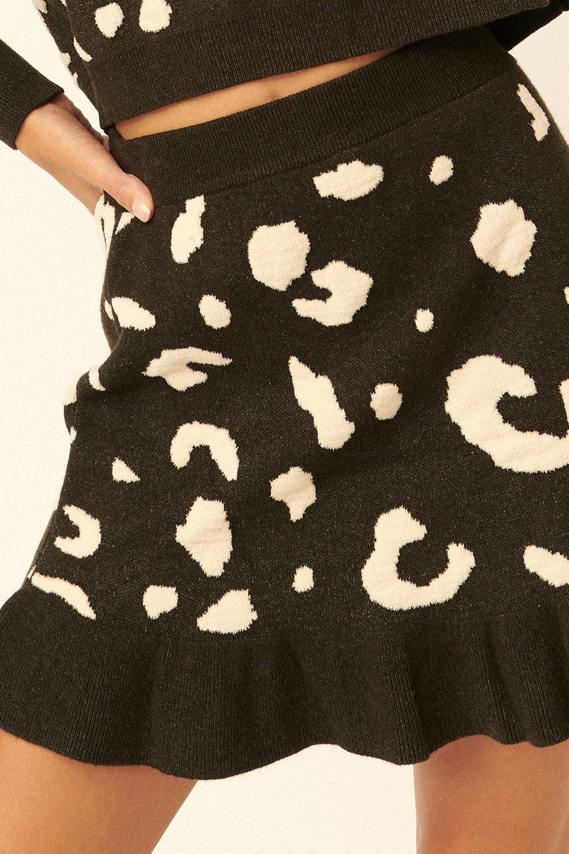 A Leopard-print Knit Mini Skirt-Product Type | Naughty Smile Fashion