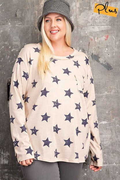 Plus Size Star Printed Poly Rayon Loose Fit Top – Stylish & Comfortable – men’s fashion, stylish and versatile