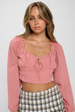 Smocked Long Sleeves Crop Top