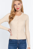 Long Slv Crew Neck Basic Cardigan