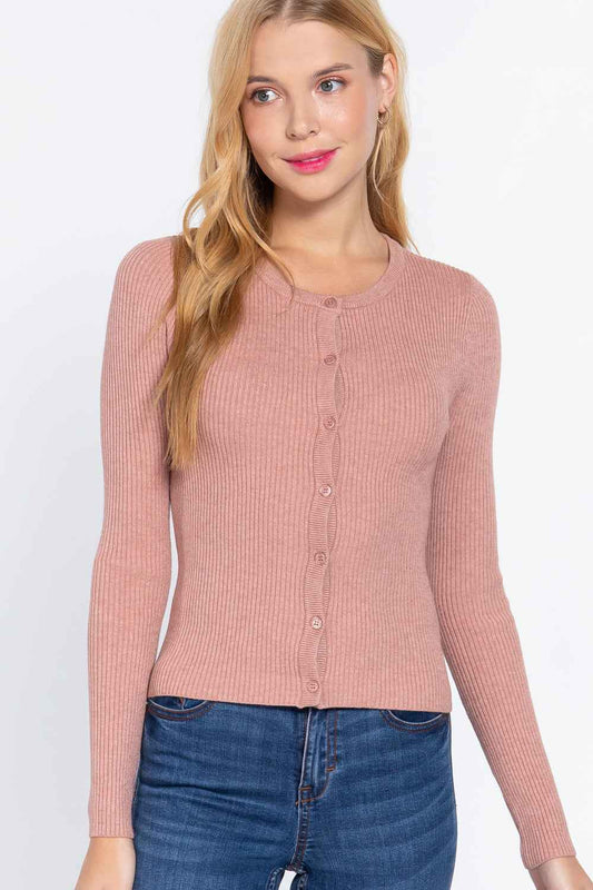 Sale - Long Slv Crew Neck Basic Cardigan – On Sale Now