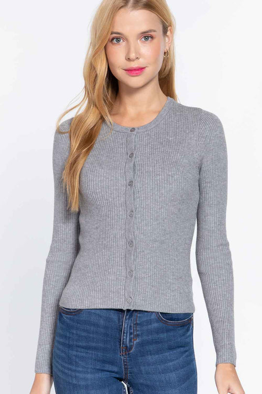 Sale - Long Slv Crew Neck Basic Cardigan – On Sale Now