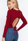 Long Slv Open Back Sweater Top