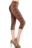 Multi-color Print, Cropped Capri Leggings In A Fitted Style With A Banded High