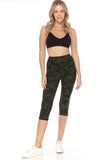 Multi-color Print, Cropped Capri Leggings In A Fitted Style With A Banded High