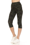 Multi-color Print, Cropped Capri Leggings In A Fitted Style With A Banded High