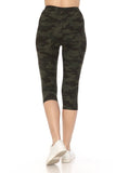 Multi-color Print, Cropped Capri Leggings In A Fitted Style With A Banded High