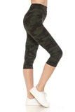 Multi-color Print, Cropped Capri Leggings In A Fitted Style With A Banded High