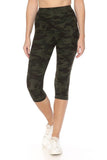 Multi-color Print, Cropped Capri Leggings In A Fitted Style With A Banded High