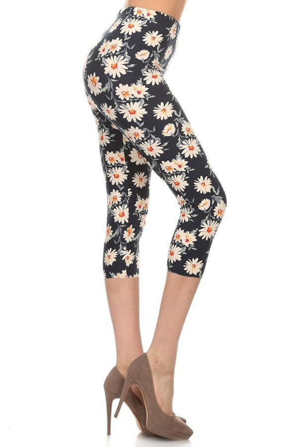 Multi-color Print, Cropped Capri Leggings In A Fitted Style With A Banded High Waist – multicolor, fashion, women style