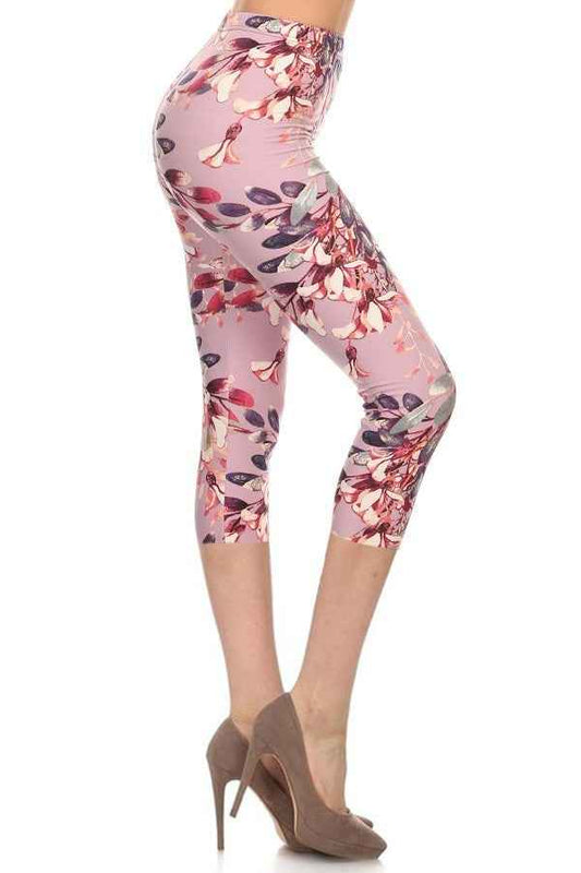 Multi-color Print, Cropped Capri Leggings In A Fitted Style With A Banded High Waist – multicolor, fashion, women style