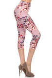 Multi-color Print, Cropped Capri Leggings In A Fitted Style With A Banded High