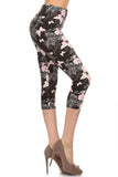 Multi-color Print, Cropped Capri Leggings In A Fitted Style With A Banded High