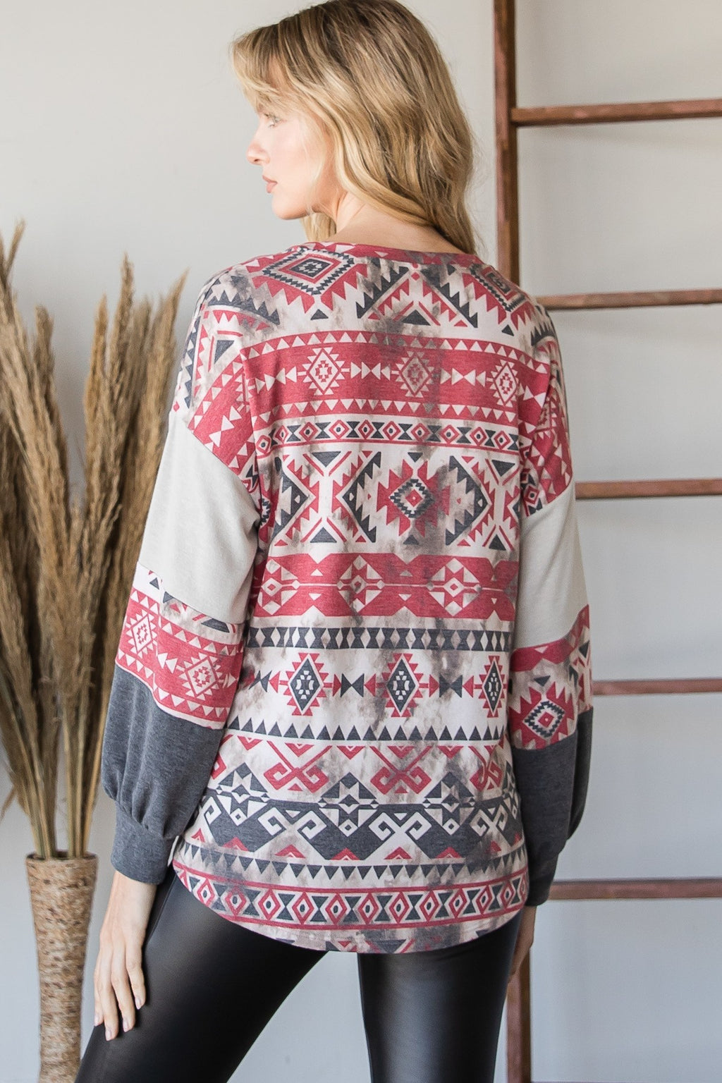 Beautiful Aztec Print Long Sleeve Sweater-Product Type | Naughty Smile Fashion