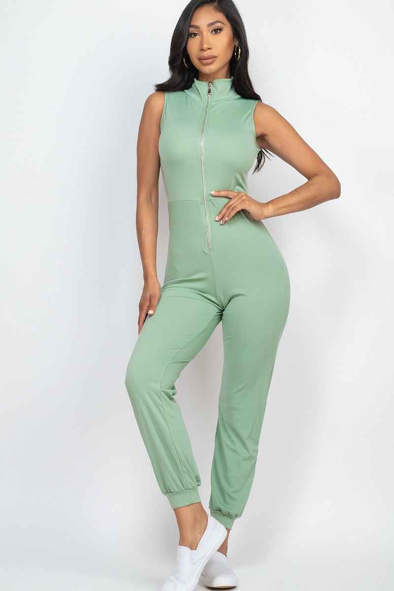 Zip Front Jumpsuit – green, fashion, women style