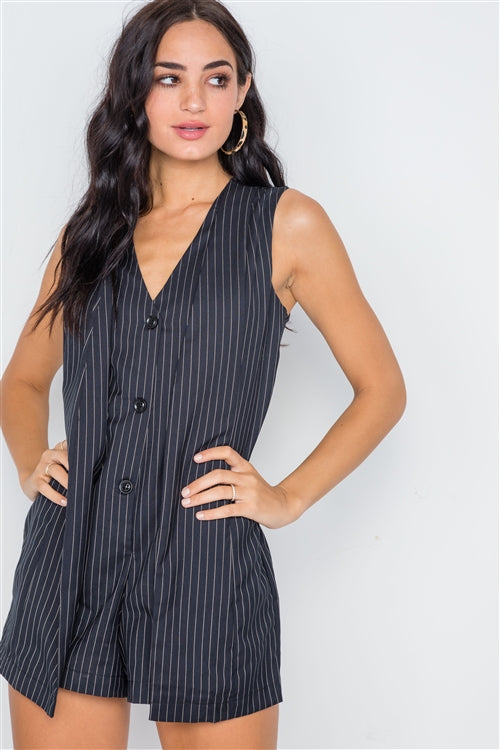Button Down Sleeveless Romper – multicolor, fashion, women style