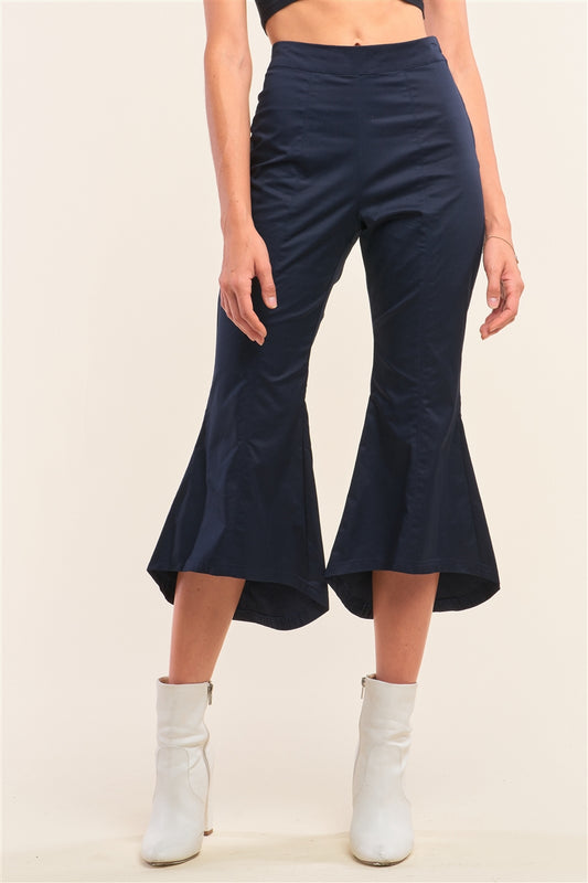 Navy Solid High Waisted Retro Bell Bottom Flare Pants – multicolor, fashion, women style