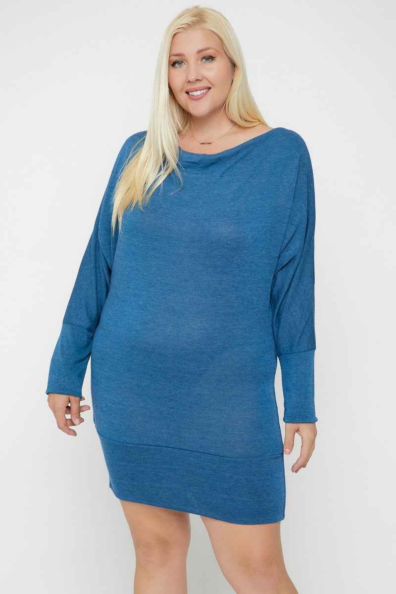 Plus Size Draped Neck Long Sleeve Dress – Stylish & Comfortable – men’s fashion, stylish and versatile