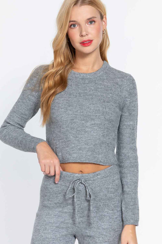 Sale - Long Slv Crew Neck Sweater Top – On Sale Now