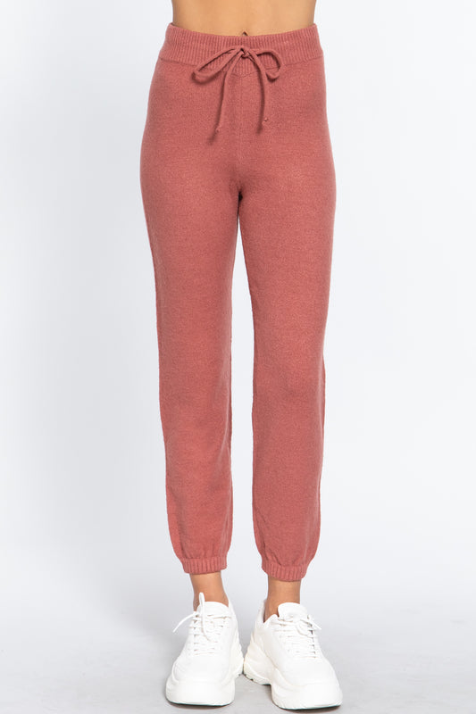 Drawstring Sweater Long Pants – pink, fashion, women style